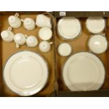 Modern Wedgwood Tea & Dinner ware with blue & gilt decoration, 32 pieces