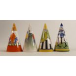 Bradex Clarice Centenary Sugar Sifters in differing patterns, each 10.5cm(4)