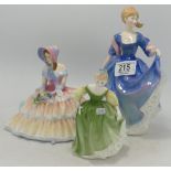 Royal Doulton lady figures Daydreams HN1731,Elizabeth HN2465 and small seconds Fair Maiden