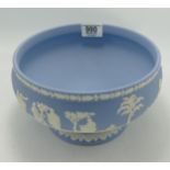 Wedgwood blue jasperware footed bowl. Diameter 22cm
