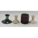 A collection of Moorcroft items including Brush Pot, Fading Blue on Green & Brown on white