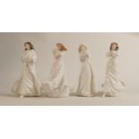 Royal Doulton lady figures Christmas Carole , Forget-me-Knot, Thank you and Christmas Day (4)