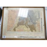 Framed Geological Survey of Stoke on Trent, frame size 47 x 61cm