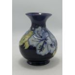 Moorcroft Hibiscus on Blue Ground Vase, height 12.5cm