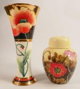 Old Tupton Ware Hand painted Vase & Ginger Jar, tallest 25cm(2)
