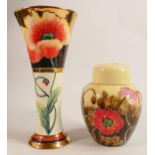 Old Tupton Ware Hand painted Vase & Ginger Jar, tallest 25cm(2)