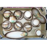 Carlton Ware Embossed Tea Set with floral decoration, 24 pieces