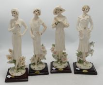 Florence collection fourt art deco resin lady figures Iris, Rose, Daisy and Lily