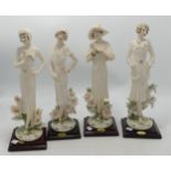 Florence collection fourt art deco resin lady figures Iris, Rose, Daisy and Lily