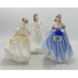 Royal Doulton Lady Figures Melissa Hn3977, Natalie Hn3173 & Un Named Lady (3)