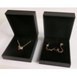 Two pieces of Tru Diamonds high quality jewellery, with unknown white metal settings. High quality