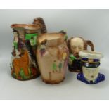 Burleigh Embossed Jugs & Character jugs including Old Feeding Time, Shakespeare Winston