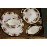 Royal Albert Old Country Roses Items to include, 2 Oval Platters, 1 Lidded Tureen and 2 Gravy Boat