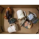 A mixed collection of ceramic items to include, Royal Doulton Golden Eagle Decanter, Royal Doulton