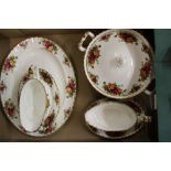 Royal Albert Old Country Roses Items to include, 2 Oval Platters, 1 Lidded Tureen and 2 Gravy Boat