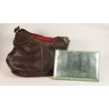 Aspinal of London evening clutch bag brand new in original box together with a large brown leather