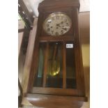 Early 20th Century Oak Wall Hanging Clock - Height 78cm