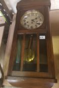 Early 20th Century Oak Wall Hanging Clock - Height 78cm