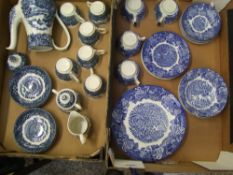 A collection of blue & white tea, coffee and dinner ware to include 15 piece coffee set Barratts old