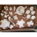 Royal Albert Old Country Roses Pattern to Include Medium Sized teapot, coffee cups and saucers (wear