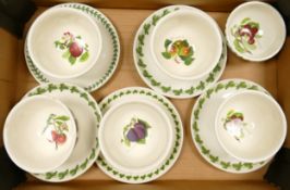Six Portmeirion Pomona Patterned Desert Bowls & Saucers, diameter of saucer 20cm
