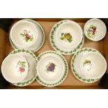 Six Portmeirion Pomona Patterned Desert Bowls & Saucers, diameter of saucer 20cm