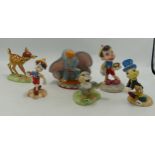 Royal Doulton Disney Showcase figures Dumbo FC3 Thumper, Bambi, Jimmy cricket, Pinocchio x 2. All