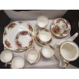 Royal Albert Old Country Roses 22 Piece Tea set to include Cake plate, Large Teapot, Milk, Sugar and