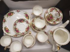 Royal Albert Old Country Roses 22 Piece Tea set to include Cake plate, Large Teapot, Milk, Sugar and