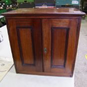 Early 20th Century mahogany smokers type cabinet, with two panelled doors enclosing a vacant space