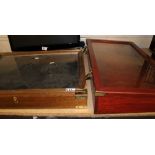 Two brass bound wooden table-top display cabinets (2).