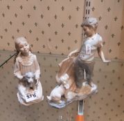 Two Neo Figures Boy with Dog and Girl with Puppy