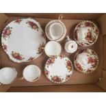 Royal Albert Old Country Roses 21 Piece Tea set to include Cake plate, Milk, Sugar and 6 Trios