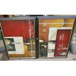 Two modern Typograph framed prints on canvas after Sebastian Alterera, 77cm x 57cm (2).