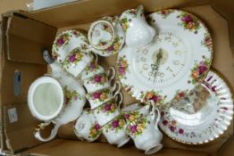 A collection of 1st Quality Royal Albert Old Country Rose patterned items including teapot, cups,