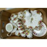 A collection of 1st Quality Royal Albert Old Country Rose patterned items including teapot, cups,