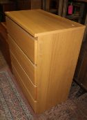 Ikea Chest of 4 drawers in a beech finish, 80cm W x 48cm D x 100cm H.