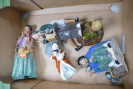 A collection of Royal Doulton figures to include Miss Muffet HN1930, Bridget HN2070, Clockmaker ,