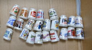 A collection of Franklin Porcelain Vintage Advertising Thimbles with certificates