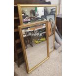 Two modern gilt framed mirrors, size of largest 100cm x 131cm (2).