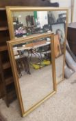 Two modern gilt framed mirrors, size of largest 100cm x 131cm (2).