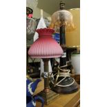 Vintage oil lamp converted to electric together with an incomplete table lamp (2).