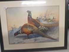 A group of three framed Edwardian watercolours by James Edwin Dean (1880-1935), depicting pheasants,