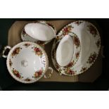 Royal Albert Old Country Roses Items to include, 2 Oval Platters, 1 Lidded Tureen and 2 Gravy Boat