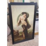Large modern framed Embellished print depicting a water nymph, overall size 112cm x 71 cm.