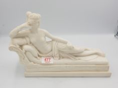 Reconstituted Italian marble figure of a recumbent lady.