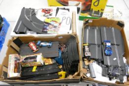 A large collection of Scalextric including boxed cards, track & partially boxed set(3)