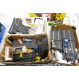 A large collection of Scalextric including boxed cards, track & partially boxed set(3)