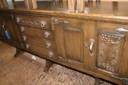 Mid century oak sideboard, 4 doors and 4 drawers.