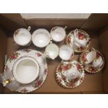 Royal Albert Old Country Roses 22 Piece Tea set to include Cake plate, Large Teapot, Milk, Sugar and